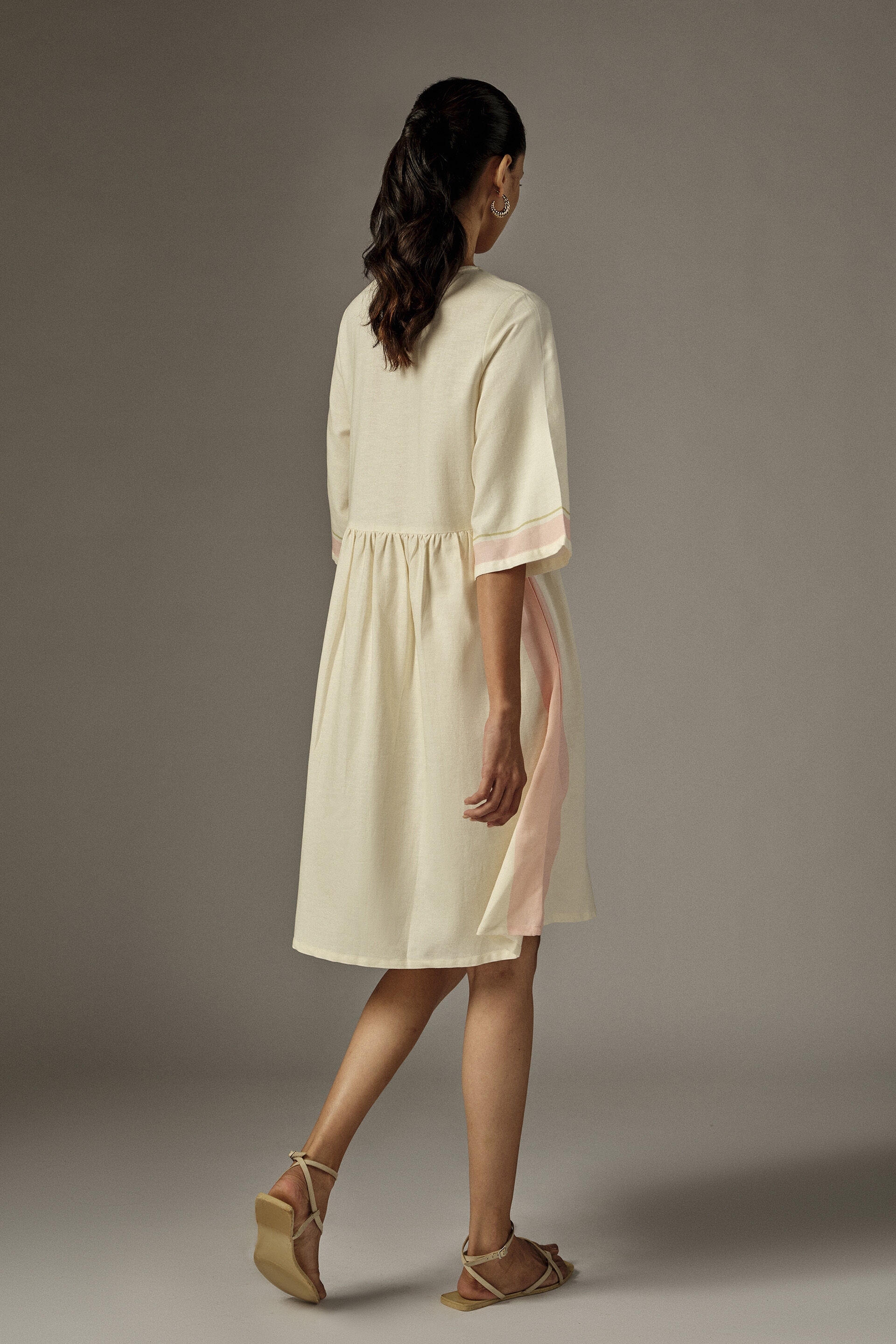 Floral Sequin Mini Dress in Cream, White, image 5